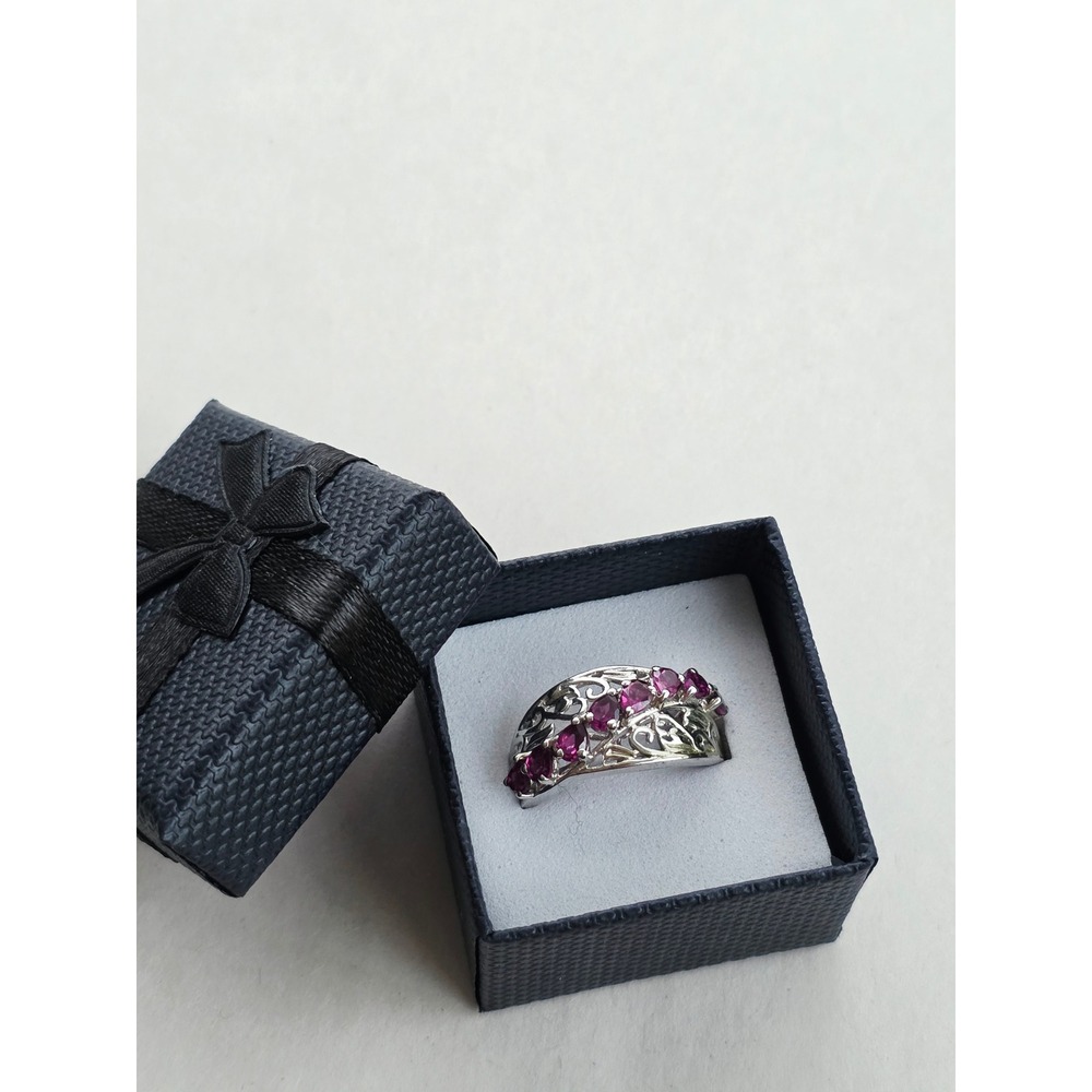 Rhodolite Garnet Sterling Silver 925 Filigree Ring January Birthstone Sz 7.5 new